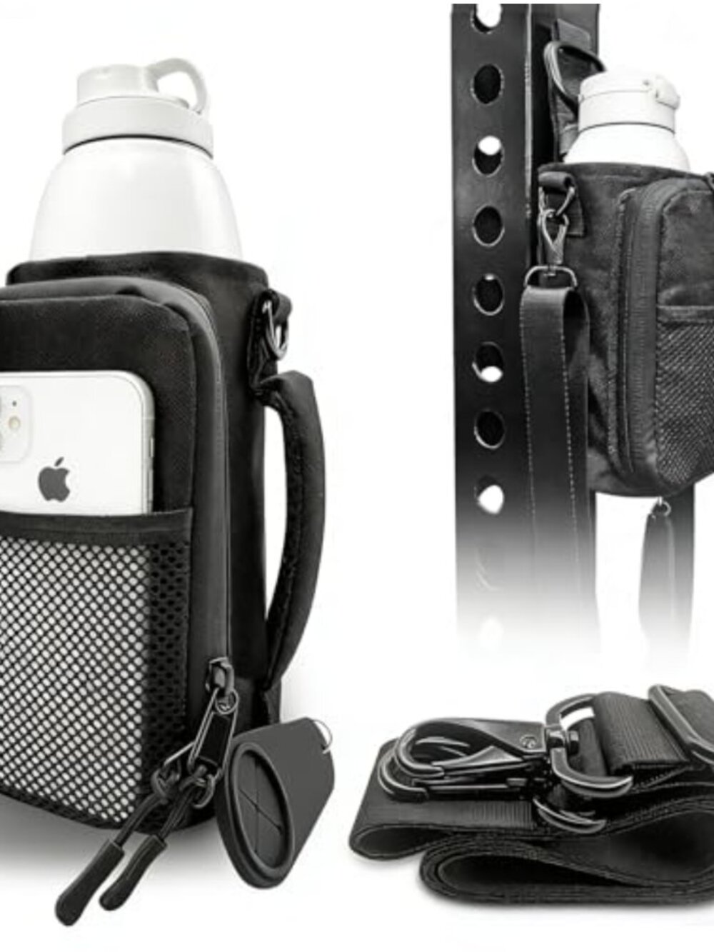 Insulated Water Bottle Carrier Bag 20-40oz Adjustable Strap Sling Pouch Hiking